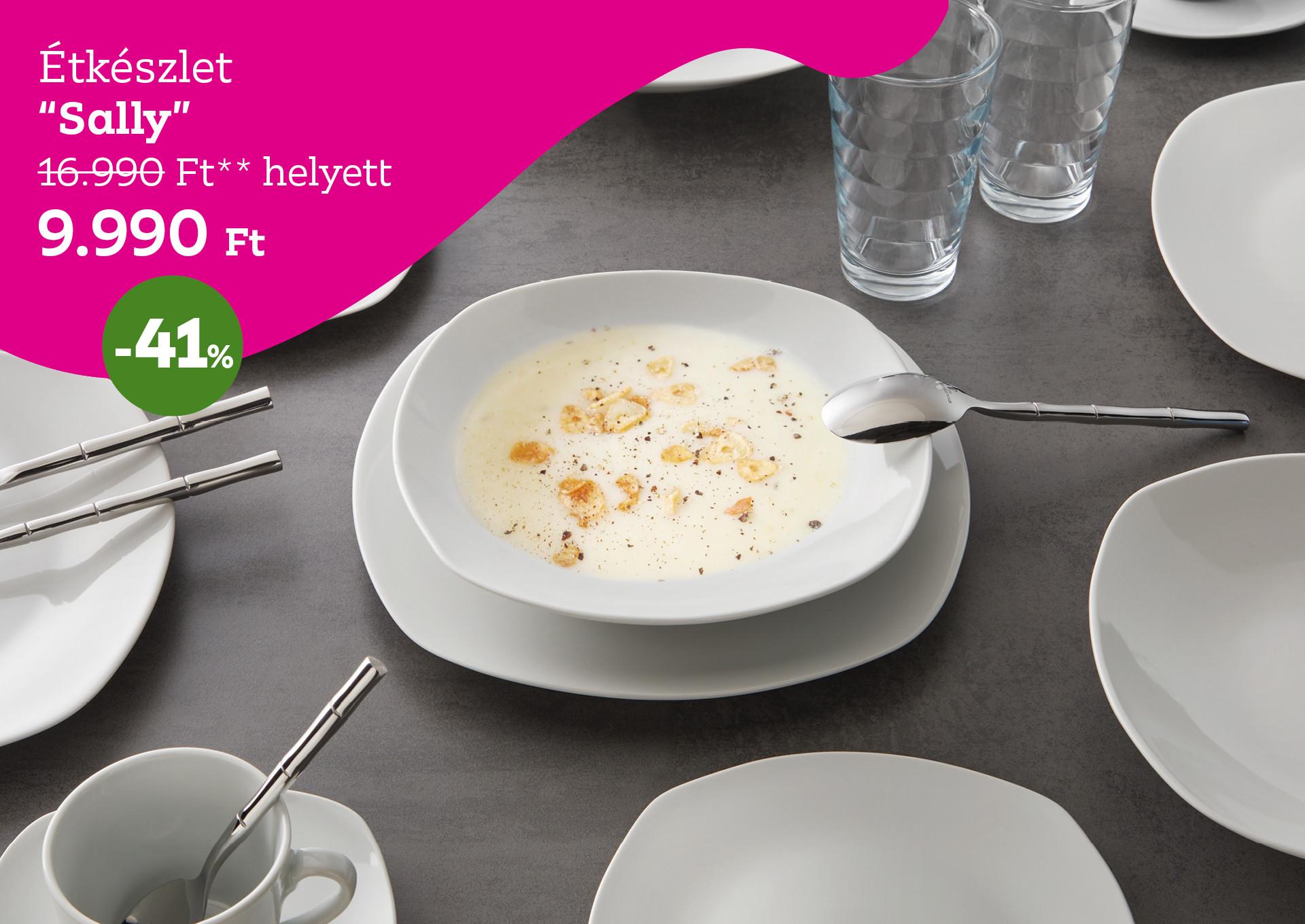 Étkészlet SALLY 16990 Forint helyett 9990 Forint, kedvezmény mértéke 41%