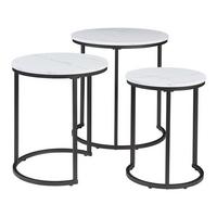 BEISTELLTISCH-SET 3 TLG. Ulricehamn - Schwarz/Weiß, Holzwerkstoff/Metall (56.5/56.5/60cm) - [en.casa]