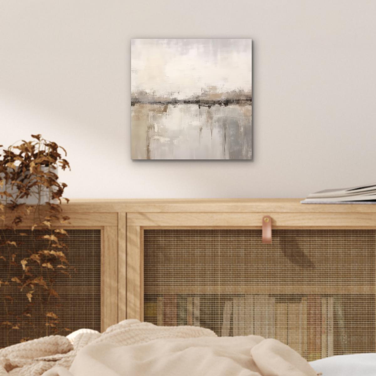 METALLBILD Moderne Kunst - Abstrakt - Beige 20x20 cm - Beige, Metall (20/20cm) - MuchoWow