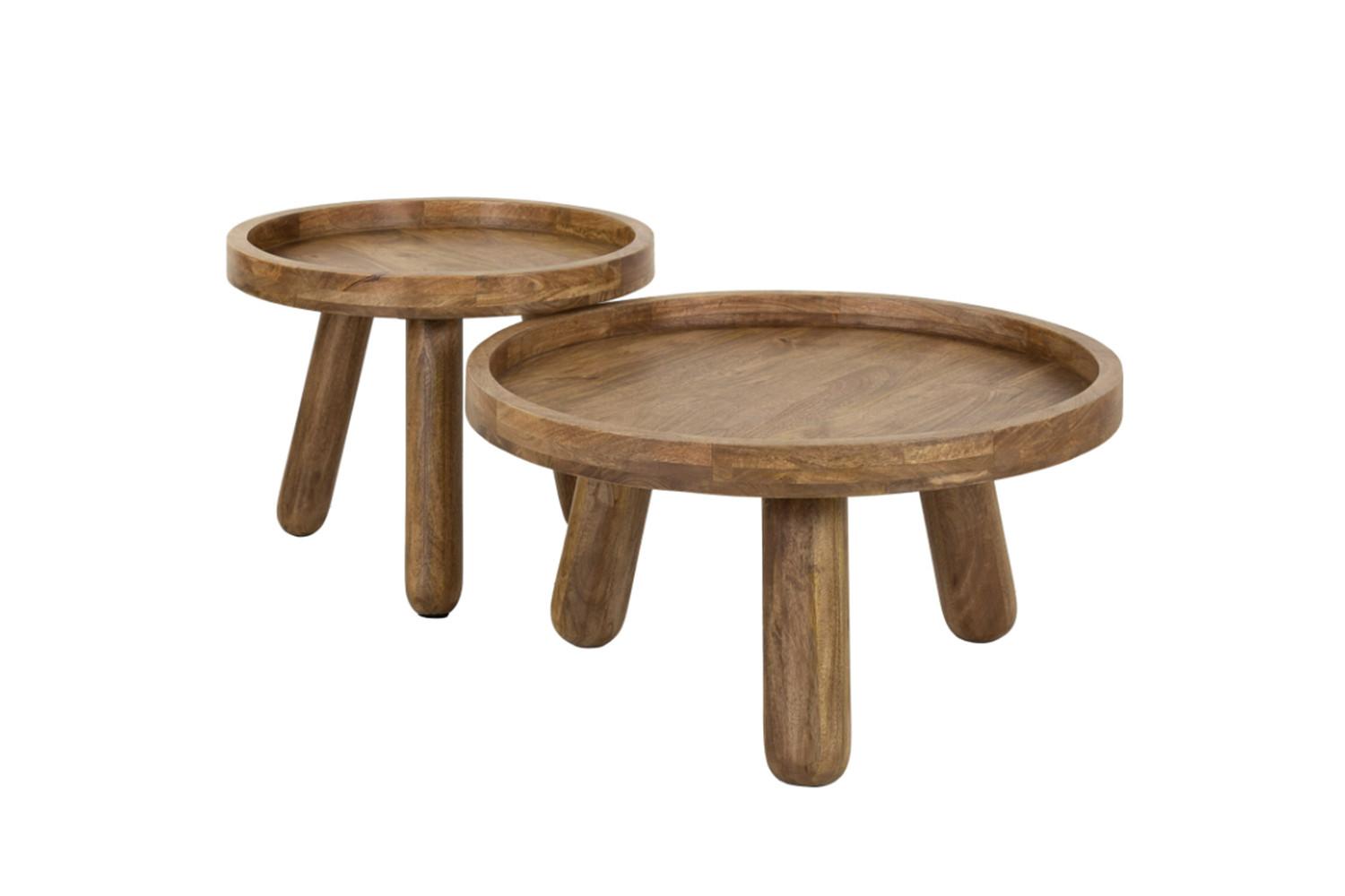 COUCHTISCH FLORA 2ER SET Braun Mango - Braun, Mangoholz/Holz (80/80/41cm) - KAWOLA