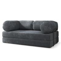 BETTSOFA ALVIO aus Schaumstoff Kordstoff Grau Schlaffunktion - Dunkelgrau, Textil (170/68/80cm) - MASSENO