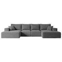 WOHNLANDSCHAFT mit Schlaffunktion und Bettkasten SIERRA-U-S - 349x161x87 cm Duneklgrau Cord - Dunkelgrau/Schwarz, Holzwerkstoff/Kunststoff (349/87/161cm) - ALTDECOR