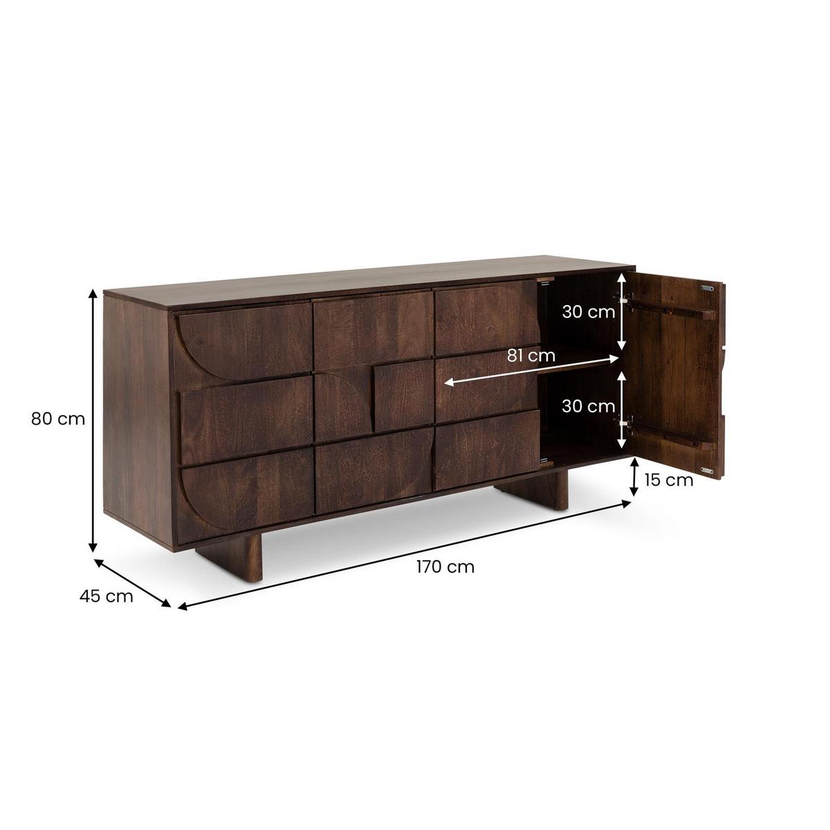 SIDEBOARD MAWARI braun - Braun, Holz (170/81/45cm) - IDIMEX
