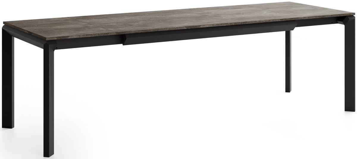 ESSTISCH Elan rechteckig ausziehbar verlängerbar mit Schwarzen Metallbeinen, Beton Dunkelgrau 180-270/90/76 cm - Dunkelgrau/Schwarz, Holzwerkstoff/Metall (90/270/76cm) - WFL GROUP