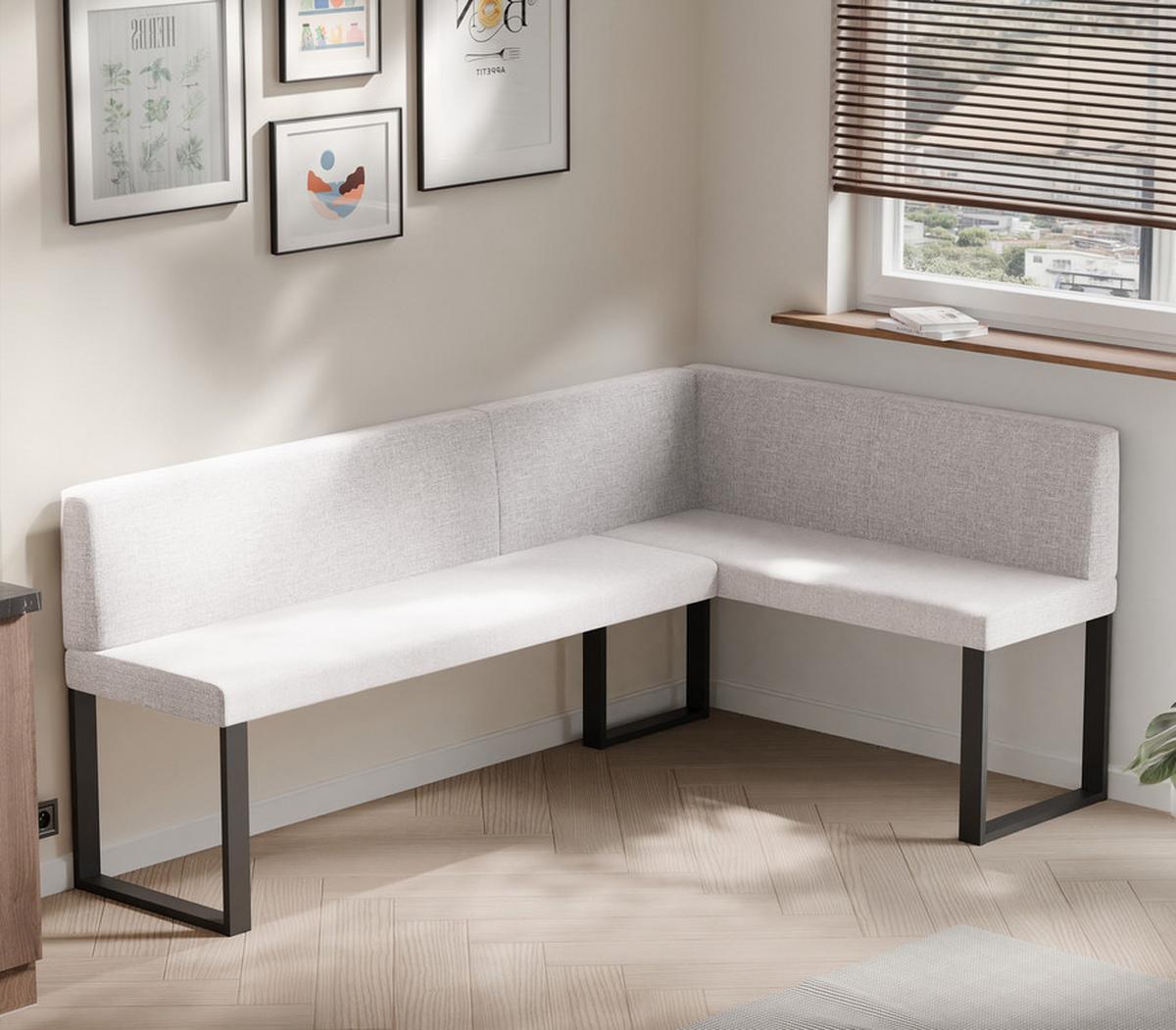 ECKBANK rechts SANA U Webstoff glatt, 128/168 cm Beige - Beige, Textil/Metall (128/168cm) - Idohome