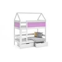 ETAGENBETT TAMI mit Bettkasten 80x160 cm Weiß - Weiß/Rosa, Holz (80/160cm) - MASSENO