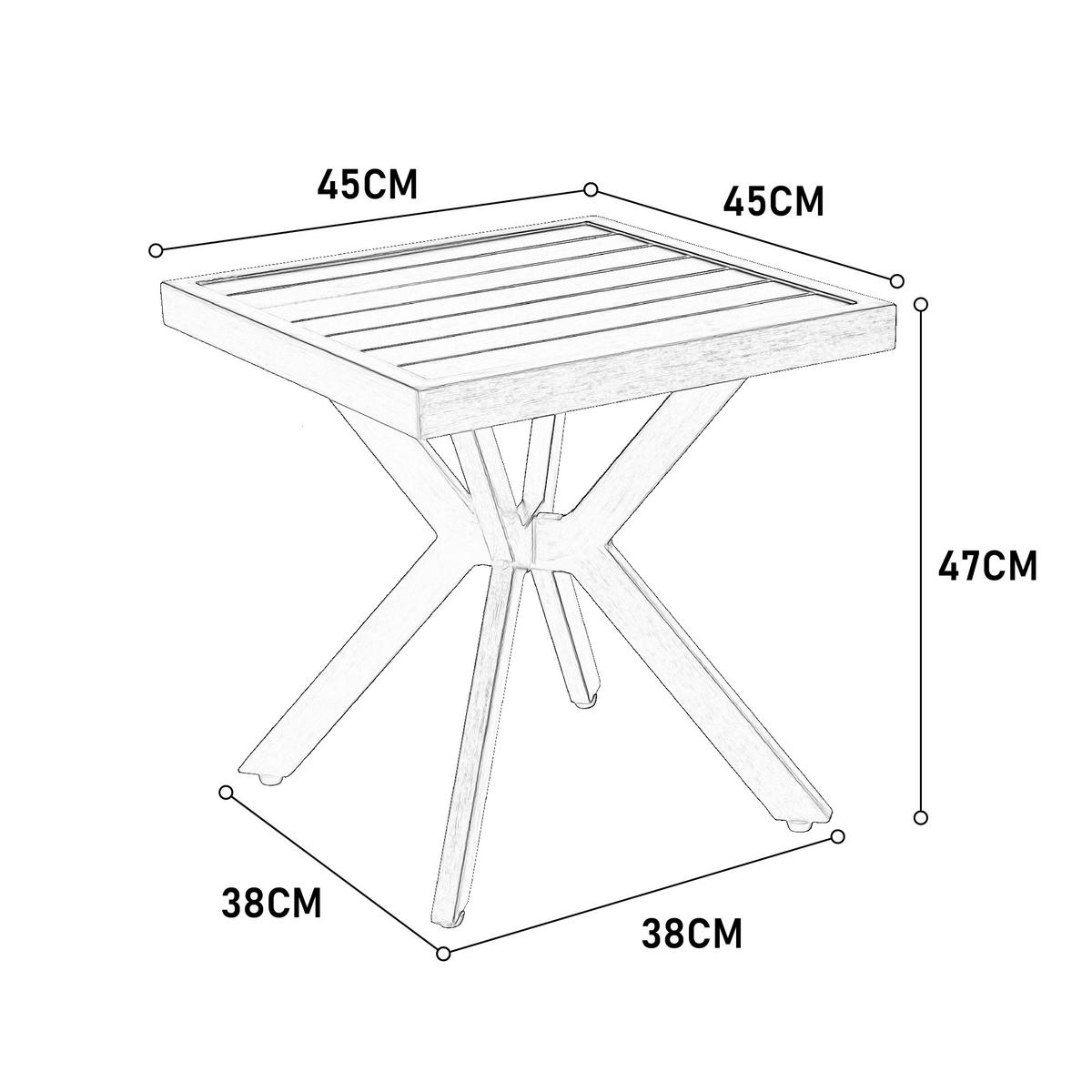 GARTEN-BEISTELLTISCH 45 cm Dunkelgrau Aluminium Quadratischer Outdoor Endtisch für Balkon & Terrasse - Dunkelgrau, Metall (45/45/47cm) - Urban Meuble