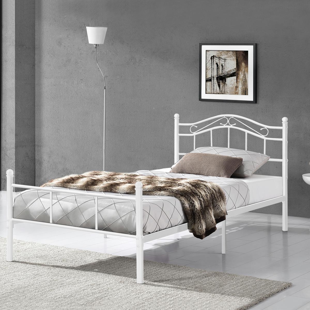 METALLBETT Florenz - Weiß, Metall (120/200cm) - [en.casa]