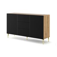 KOMMODE Artisan Eiche, Schwarz, Gold 150/87/42 - Schwarz, Holzwerkstoff (150/87/42cm) - RAUMHIRSCH FURNITURE