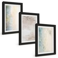 BILDER SET 3er Set - 20x30 cm Schwarzer Rahmen - Zarte Aquarellkartons - Schwarz, Kunststoff (20/30cm) - TULUP