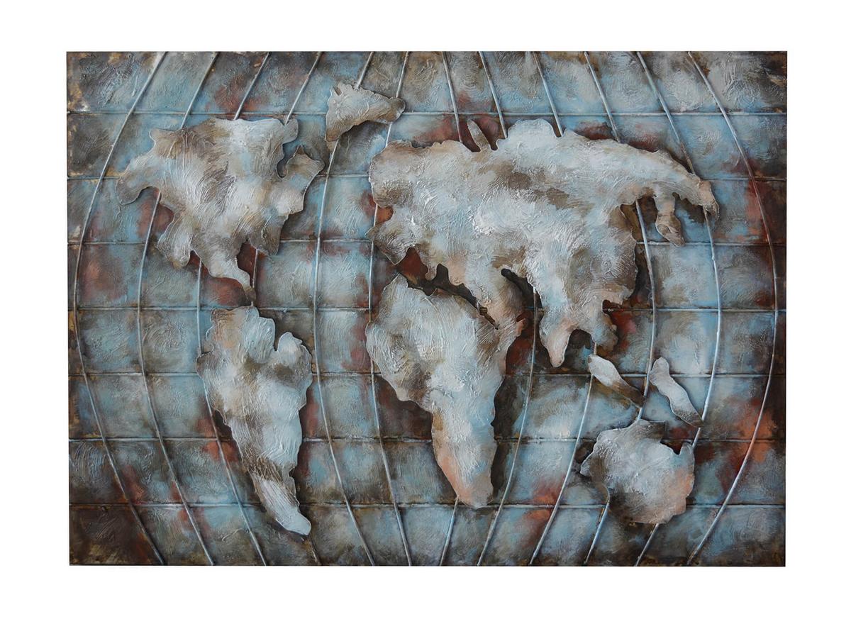 METALLBILD Blau 100/70 cm - Blau, Metall (6.8/70cm) - KUNSTLOFT