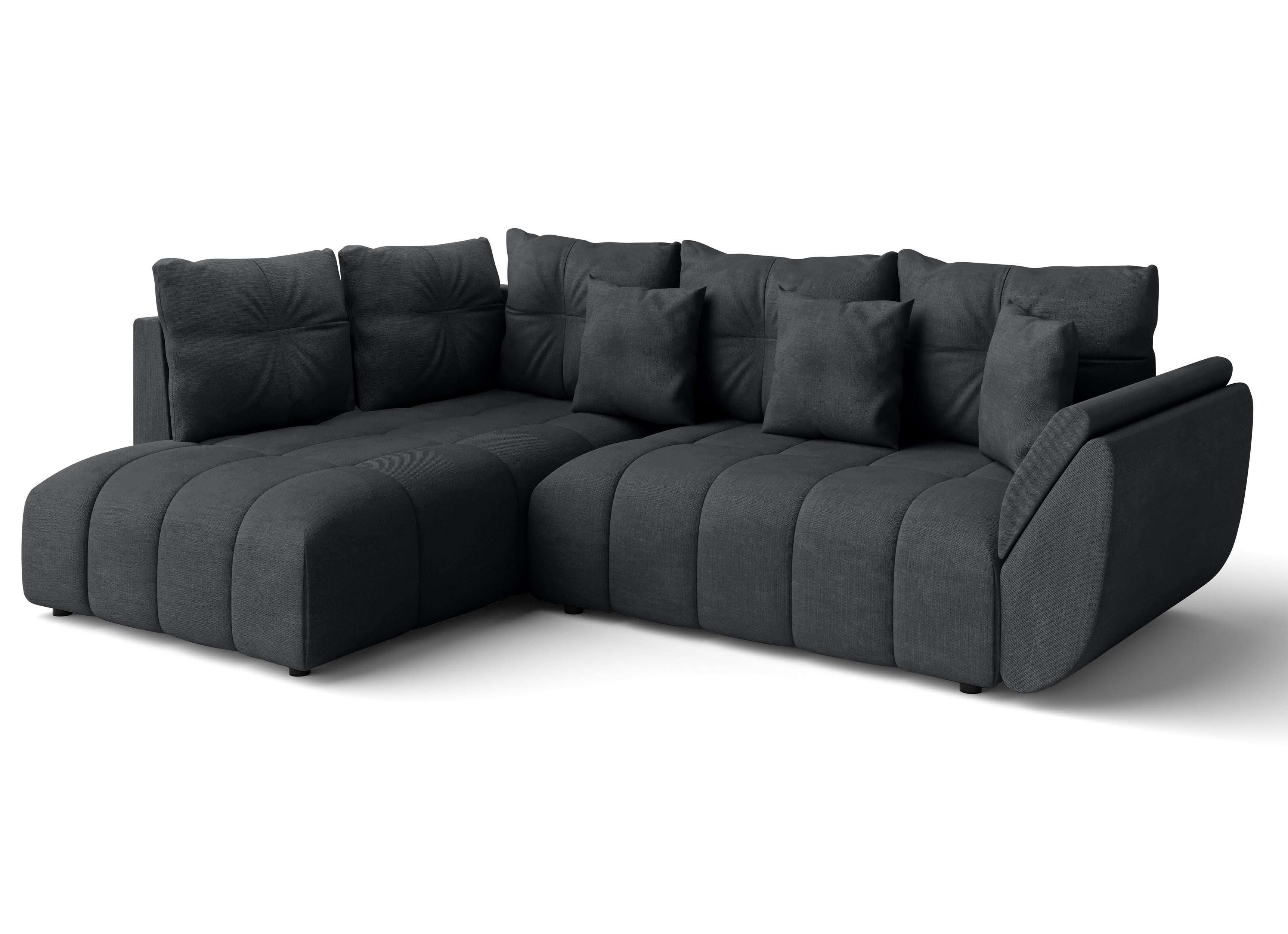 ECKSOFA L Form Corleone Dunkelgrau 268/192/96 cm mit Schlaffunktion - Dunkelgrau/Schwarz, Kunststoff/Textil (268/192cm) - AX Living