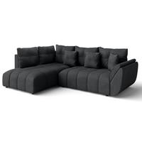 ECKSOFA L Form Corleone Dunkelgrau 268/192/96 cm mit Schlaffunktion - Dunkelgrau/Schwarz, Kunststoff/Textil (268/192cm) - AX Living