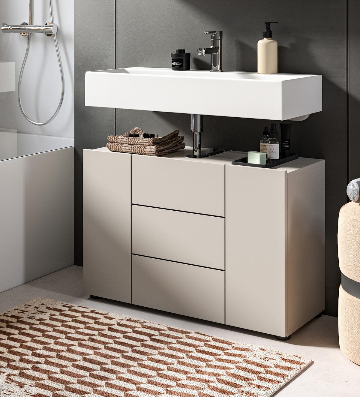 WASCHBECKENUNTERSCHRANK Kaschmir, Badezimmer Unterschrank Breite 80 cm - Kaschmir/Schwarz, Holzwerkstoff/Kunststoff (82/56/34cm) - Inn.Furn