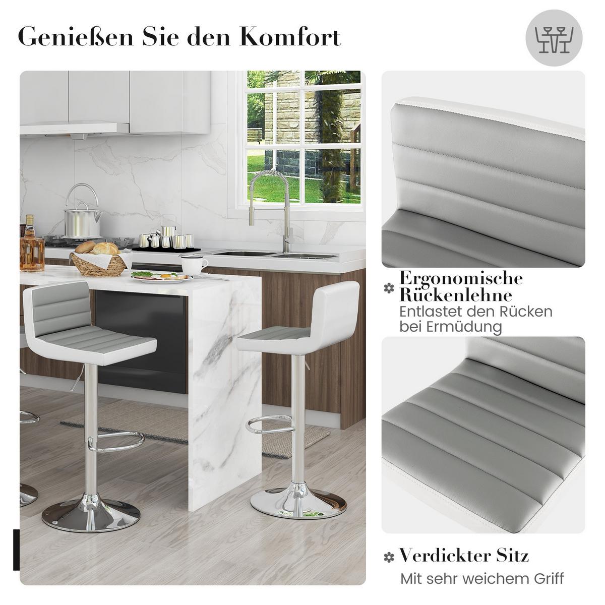 BARHOCKER Grau(2er-Set) - Grau, Metall (42/102/37cm) - COSTWAY