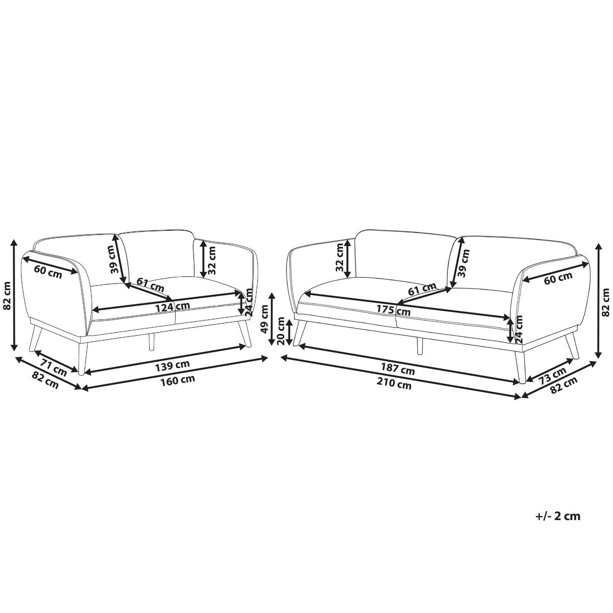 SOFA-SET 5-Sitzer Bouclé Weiß Ljung - Hellbraun/Weiß, Textil (210/82/82cm) - Beliani