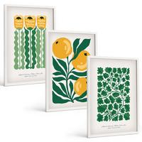BILDER SET 3er Set - 40x60 cm Weißer Rahmen - Pflanzenmuster Blüten Blätter - Weiß, Kunststoff (40/60cm) - TULUP