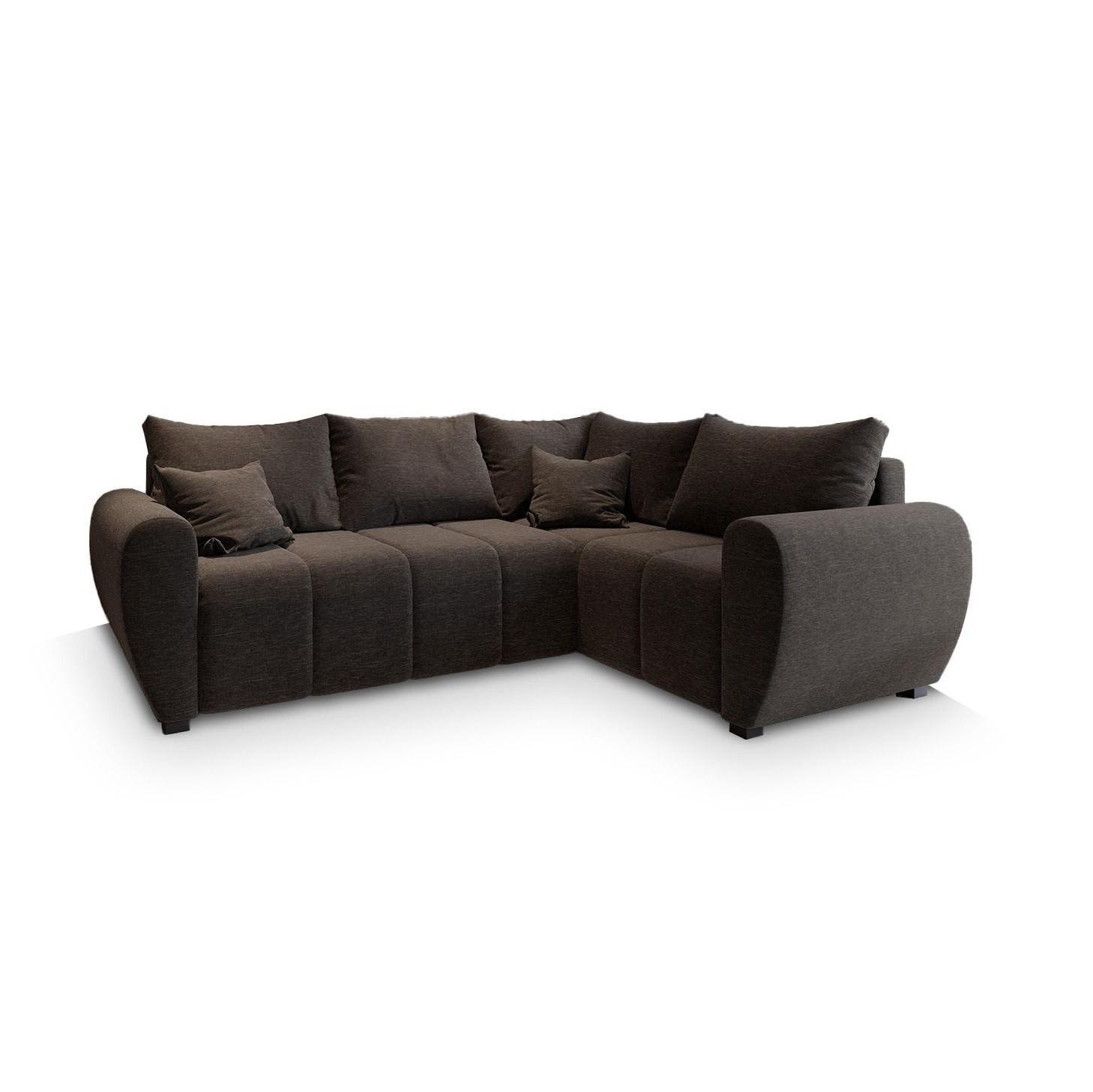 ECKSOFA MADISON L R-S Braun Dünner Stoff mit Schlaffunktion - Schwarz/Braun, Holz/Kunststoff (235/175cm) - MASSENO