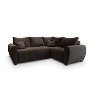 ECKSOFA MADISON L R-S Braun Dünner Stoff mit Schlaffunktion - Schwarz/Braun, Holz/Kunststoff (235/175cm) - MASSENO