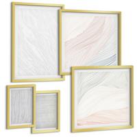 BILDER SET 5er Set - 50x50 cm & 20x30 cm & 40x60 cm Goldrahmen - Leuchtende Strukturen, Sandmuster - Goldfarben, Kunststoff (40/60cm) - TULUP