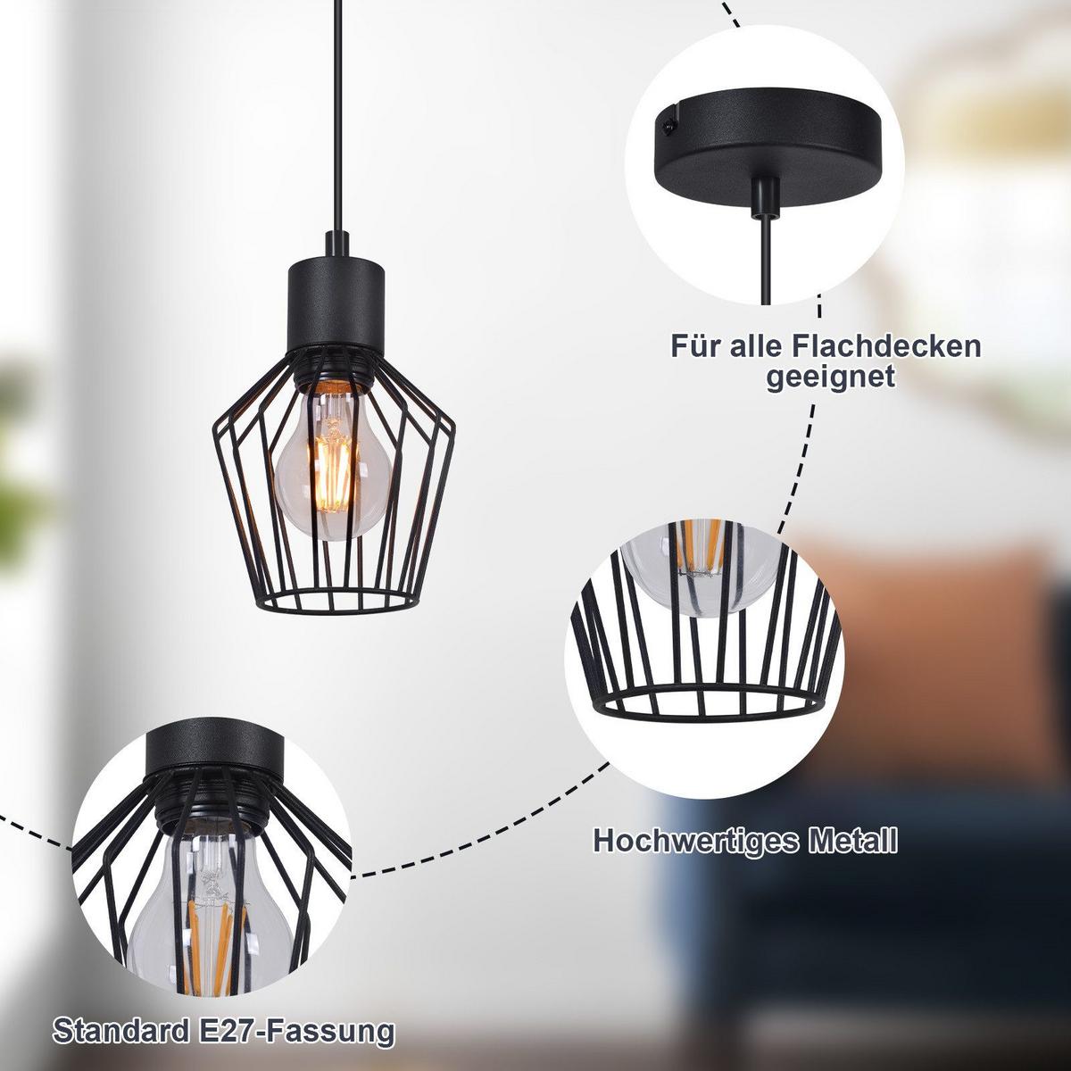PENDELLEUCHTE Franz 1-flammig 12/12/173 cm - Schwarz, Metall (12/12/173cm) - Nettlife