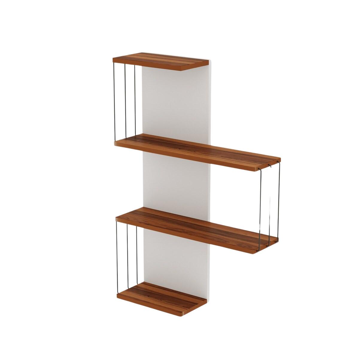 WANDREGAL mit 4 Ablagen 64/19/96 cm - Weiß, Holzwerkstoff (19/96/7cm) - Calicosy