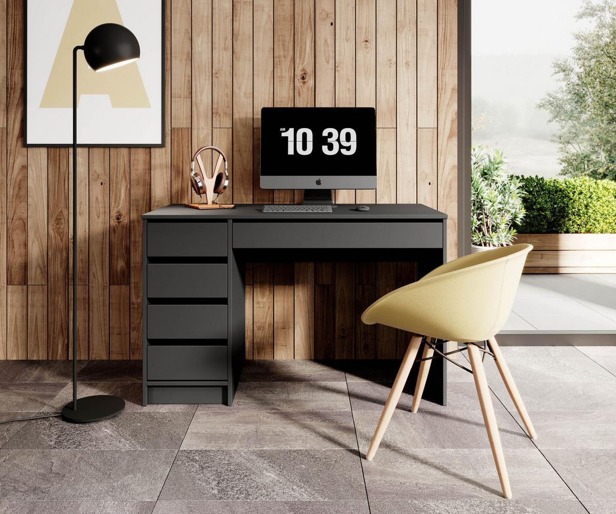 SCHREIBTISCH Korvi Schwarz Anthrazit 120/55/75 cm - Anthrazit, Holzwerkstoff (55/120/75cm) - WFL GROUP