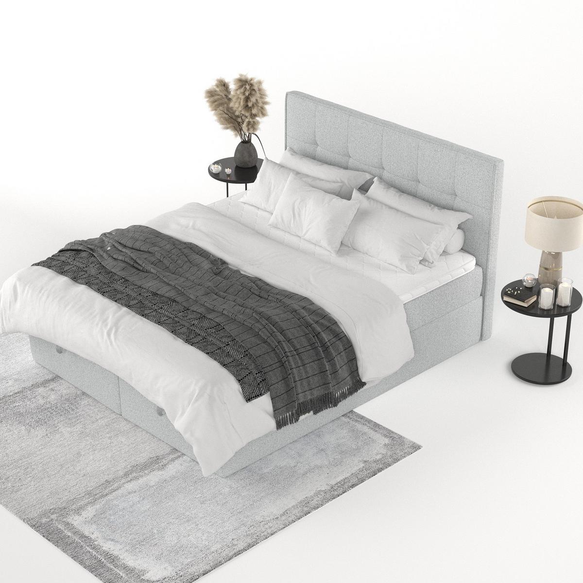 BOXBETT Tivra 160/200 cm Hellgrau im Riva Stoff - Hellgrau/Schwarz, Holz/Holzwerkstoff (160/200cm) - AltaBeds