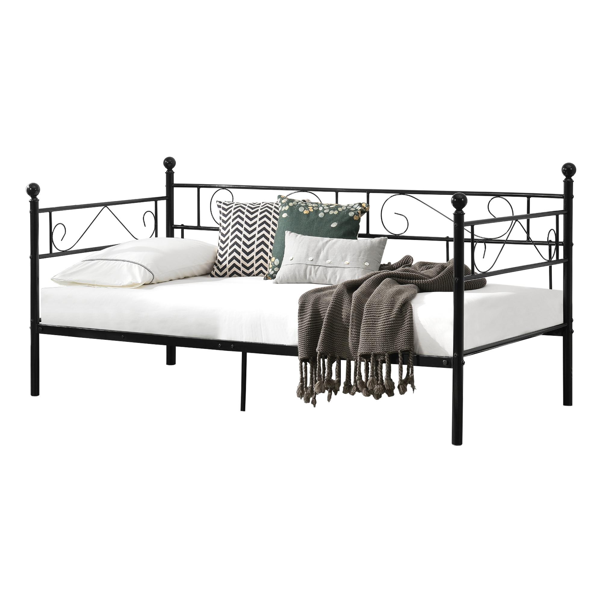 TAGESBETT Granada - Schwarz, Metall (90/200cm) - [en.casa]
