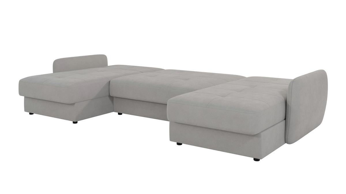 WOHNLANDSCHAFT Lupo Silber Mikrofaser - Silberfarben/Schwarz, Holz/Kunststoff (311/86/147cm) - S-Style Möbel