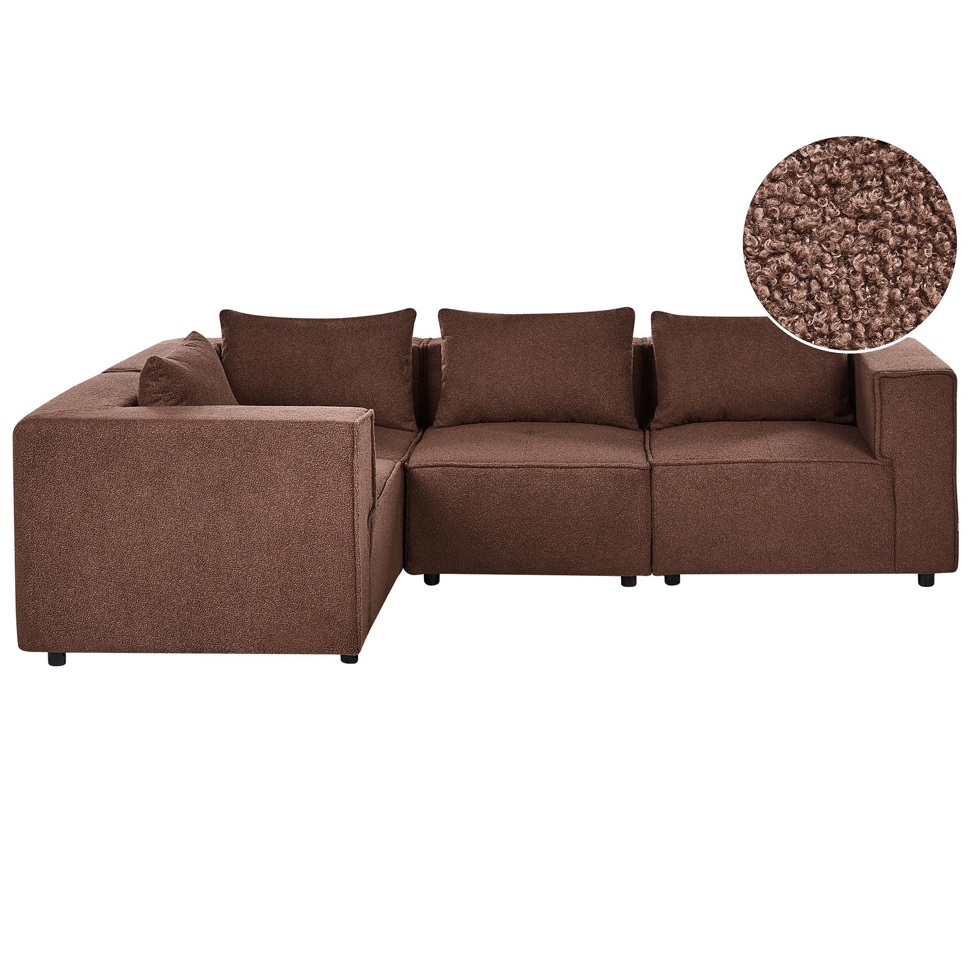 ECKSOFA Modul 4-Sitzer rechtsseitig Braun Bouclé Axebo - Braun, Textil (258/188cm) - Beliani