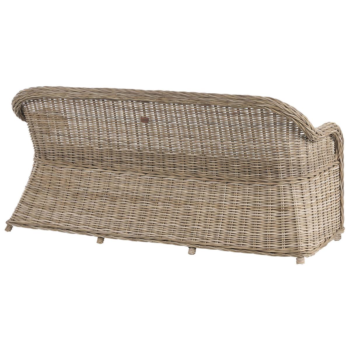 GARTENSOFA 3-Sitzer Naturfarben Susua - Naturfarben/Weiß, Naturmaterialien (189/87/66cm) - Beliani