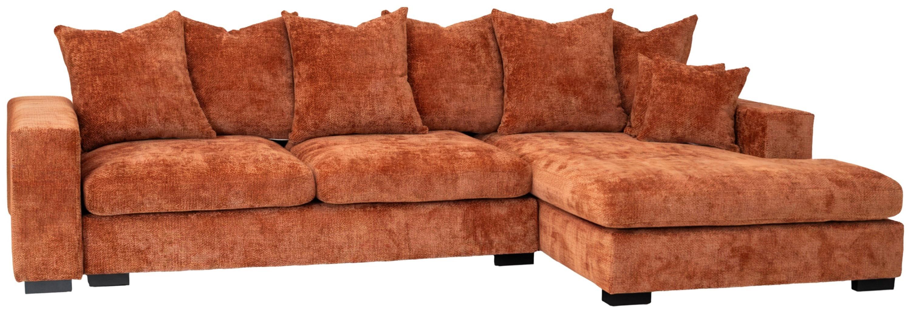 ECKSOFA Dahlia mit Schlaffunktion und Bettkasten in L-Form Rechts - Terrakotta Chenille 285/92/155 cm - Terracotta/Schwarz, Kunststoff/Textil (155/285cm) - WFL GROUP