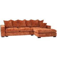 ECKSOFA Dahlia mit Schlaffunktion und Bettkasten in L-Form Rechts - Terrakotta Chenille 285/92/155 cm - Terracotta/Schwarz, Kunststoff/Textil (155/285cm) - WFL GROUP