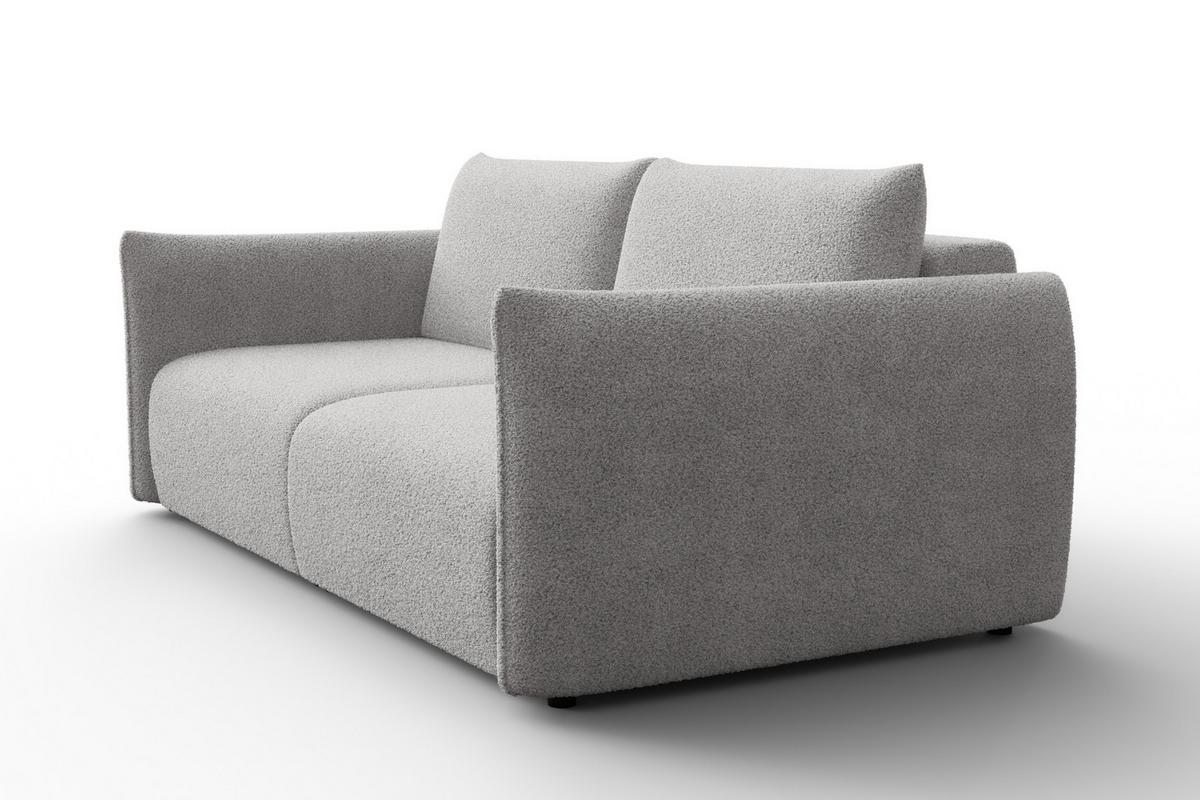 SOFA TAUER 3-Sitzer, Bouclé-Stoff hellgrau - Hellgrau/Schwarz, Holz/Textil (206/84/112cm) - Courtois Laville