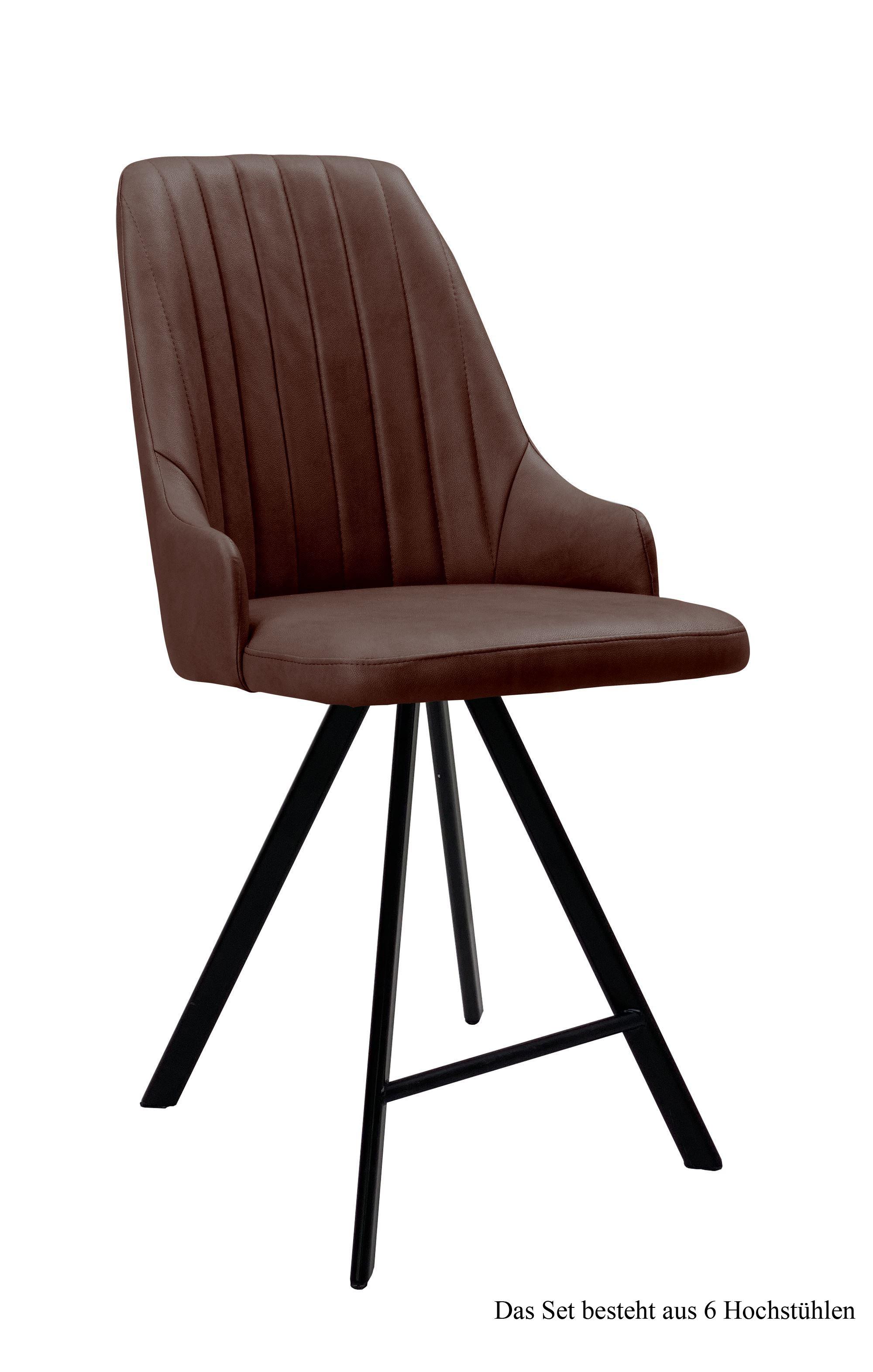 THEKENSTUHL drehbar (6er-Set) Diannah 52x108x60 Schwarz/Braun - Schwarz/Braun, Kunststoff (60/108/52cm) - 58aufmkessel