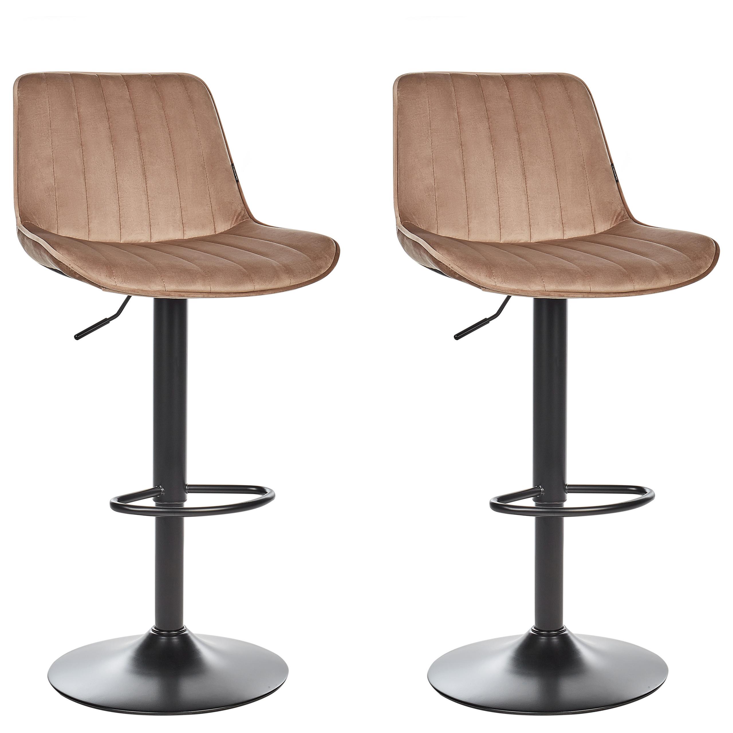 BARHOCKER 2er-Set Hellbraun Dubrovnik - Schwarz/Braun, Textil (51/88/54cm) - Beliani