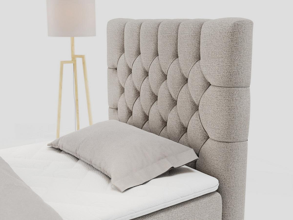 BOXBETT PERA 90/200 Beige Struktur - H3 - Rechts Seite - Beige, Holz/Textil (90/200cm) - MKS