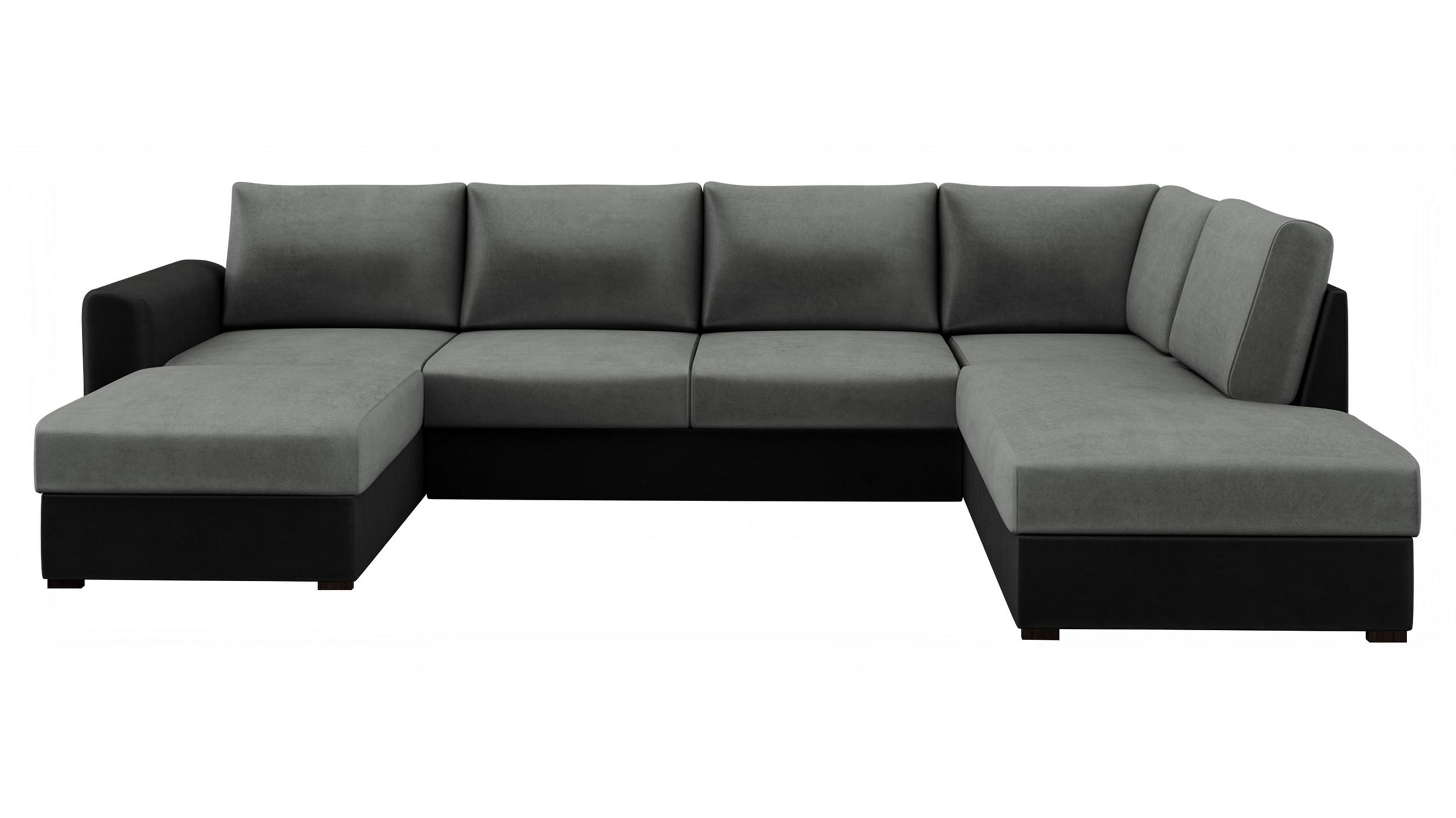 WOHNLANDSCHAFT Wilma Premium, Seite: Rechts - Schwarz/Grau, Holz/Textil (305/85/188cm) - MIRJAN24