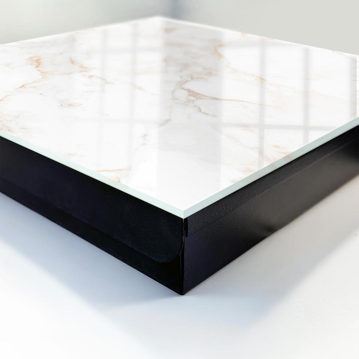 SCHLÜSSELBOX Schwarz 30x30 cm- Türöffnung nach rechts - Die Eleganz des Marmors - Weiß, Metall (30/30/5cm) - TULUP