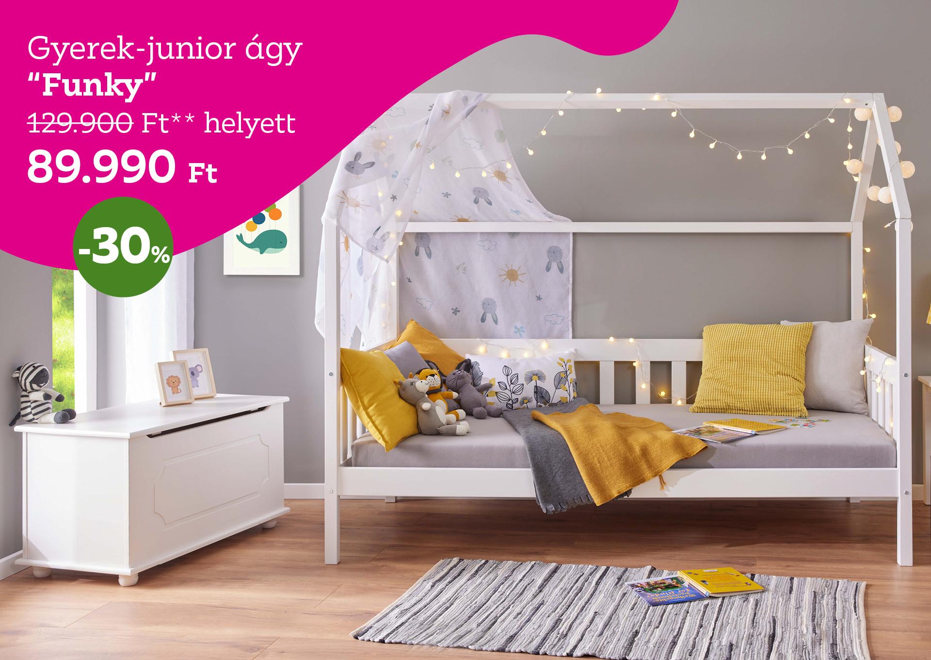 gyerek-junior ágy FUNKY 129900 Forint helyett 89990 Forint, kedvezmény mértéke 30%