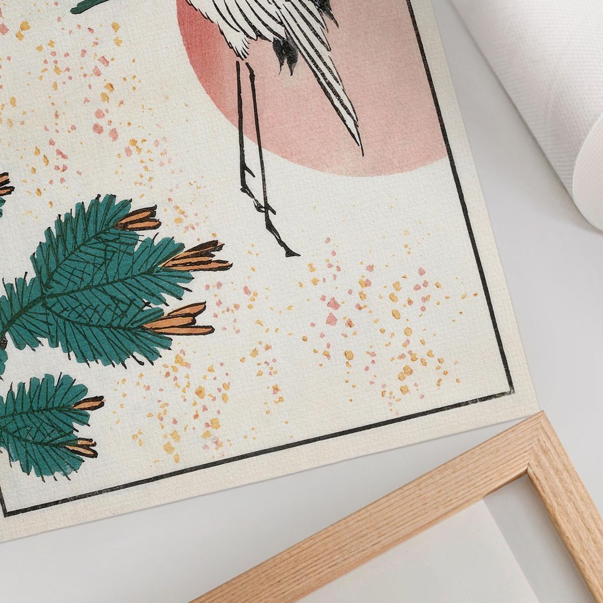 POSTER - 29x21 cm (A4) - Utagawa Hiroshige - Kran - Weiß, Textil (29.7/21/0.1cm) - TULUP