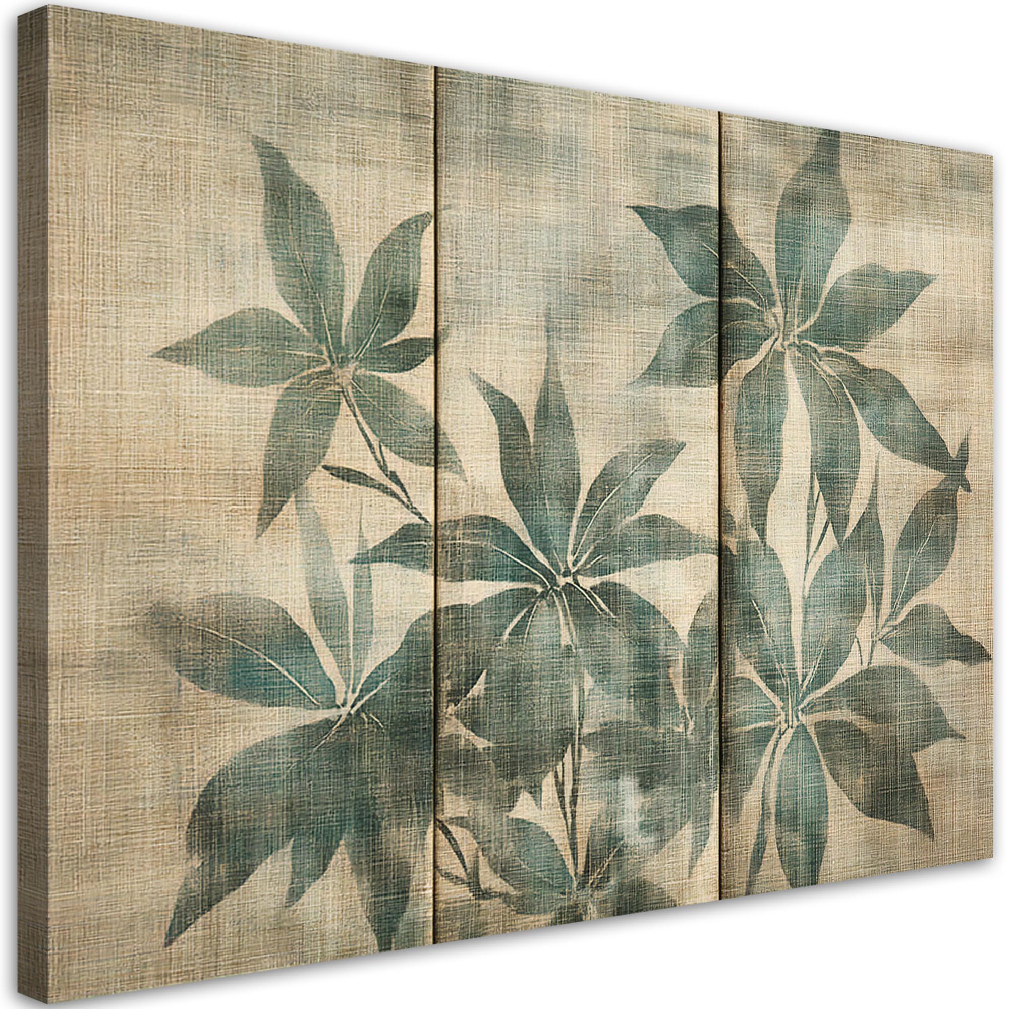 WANDBILD blätter in grautönen - Grün, Textil (60/40cm) - Feeby