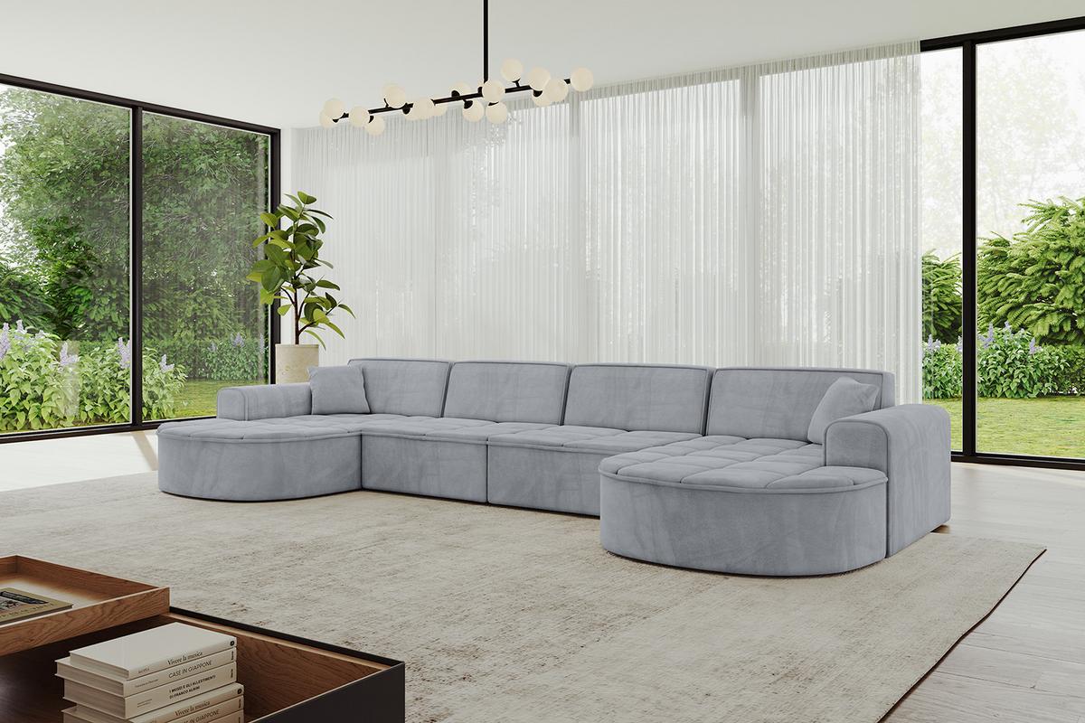 WOHNLANDSCHAFT TARO-U2 - 388x171x79,5 cm Grau - Grau, Holzwerkstoff/Textil (388/79.5/171cm) - ALTDECOR