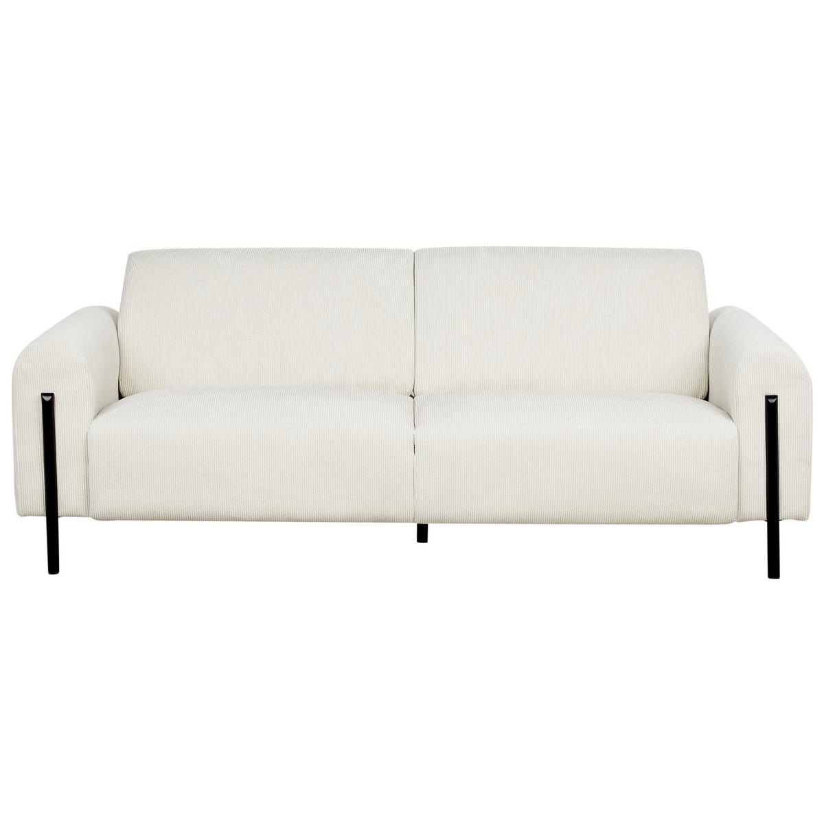 3-SITZER-SOFA Cord cremeweiß Askim - Schwarz/Weiß, Textil (207/87/89cm) - Beliani