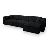 ECKSOFA TOLMO Schwarz Kordstoff mit Schlaffunktion - Schwarz/Grau, Holz/Kunststoff (347/148cm) - MASSENO