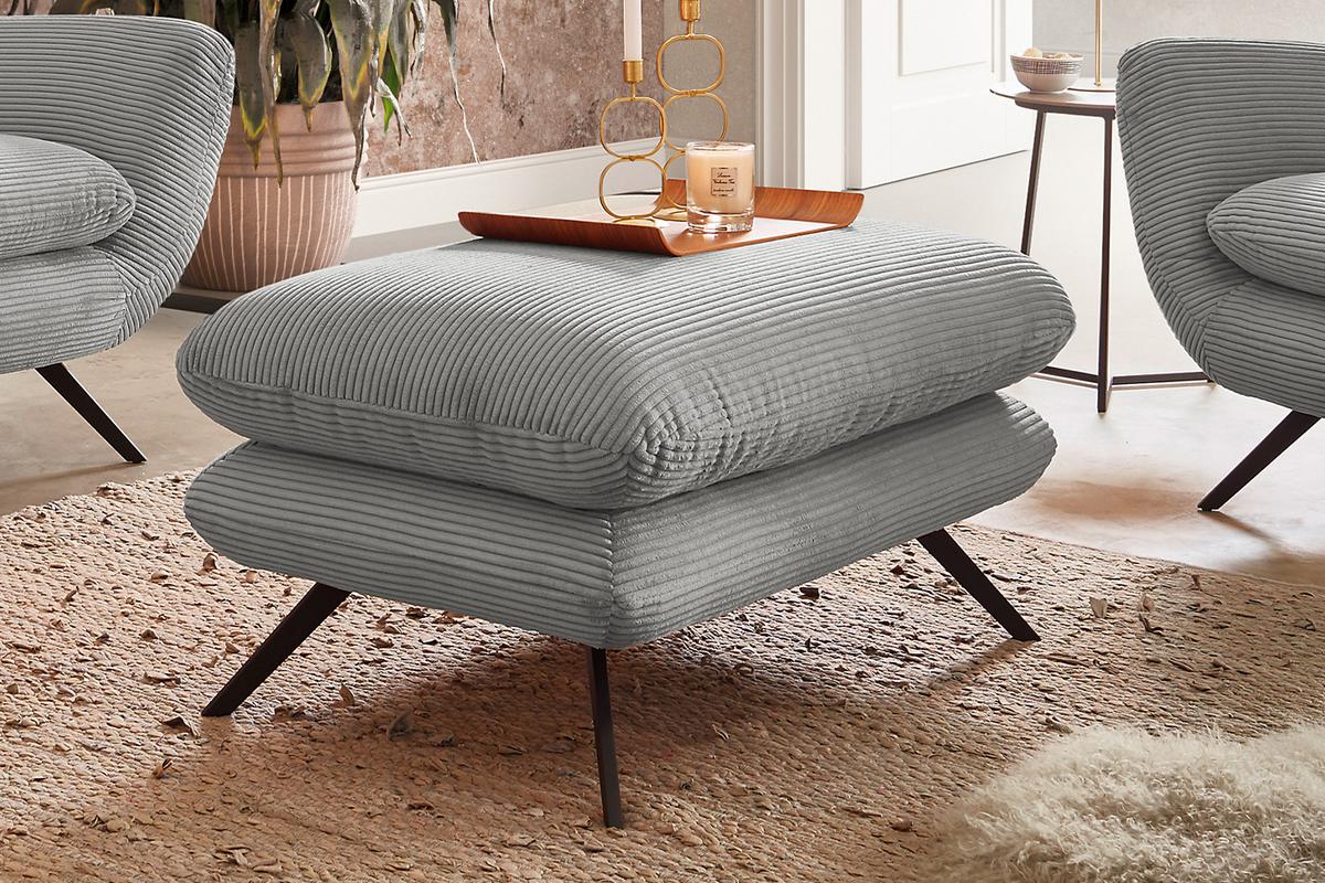 SITZGRUPPE CHARME Hellgrau Cord - Hellgrau, Textil (200/94/95cm) - KAWOLA