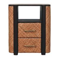 NACHTTISCH mit edlem Samtbezug in Mokka-Finish, 2 Schubladen, 1 offene Ablage, dunkelbraun - Dunkelbraun, Holz (50/60/40cm) - Artisan Furniture
