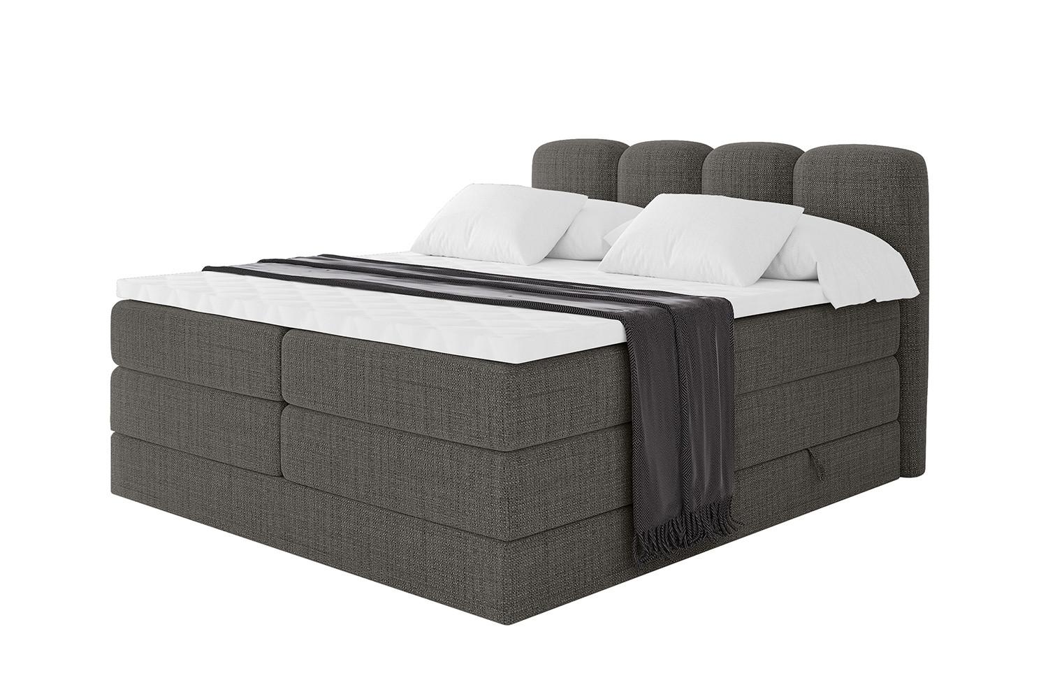 BOXBETT mit Matratze H3|H4 - NINA KING - 200x200 cm - Grau - Grau, Holzwerkstoff (200/200cm) - ALTDECOR