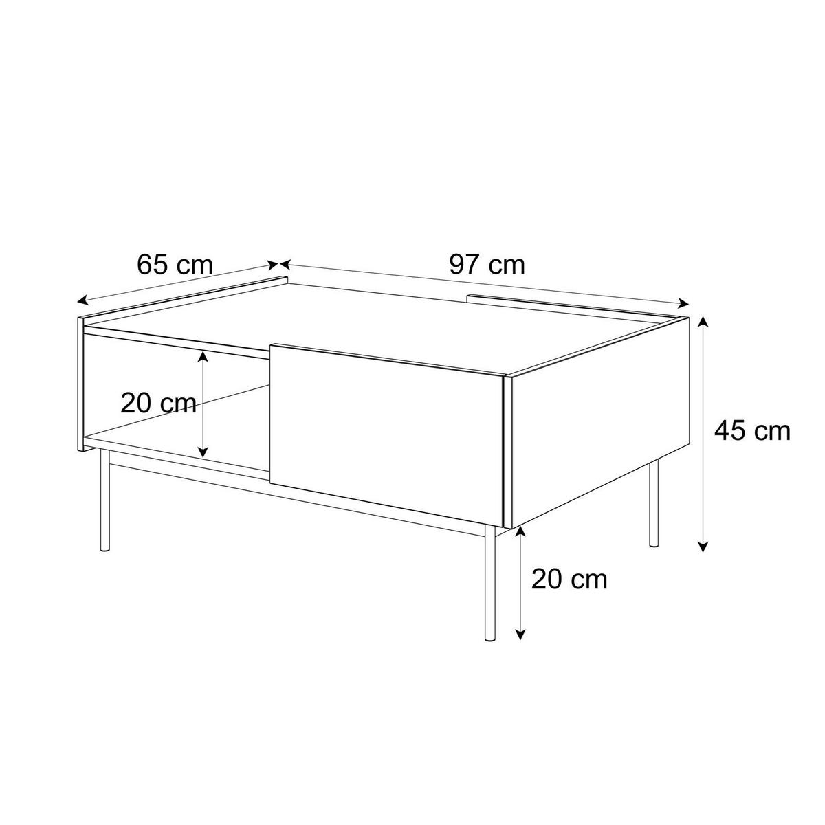 COUCHTISCH ESSENCE L97 mit Schublade Kaschmir / Eiche Linea - Kaschmir/Eichefarben, Holzwerkstoff (97/45/65cm) - Lookway